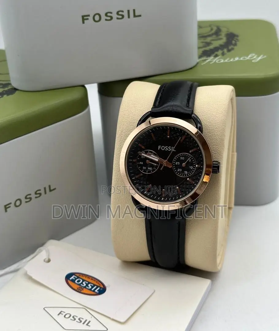 Classic Beauty: Black Leather Fossil Watches for Women