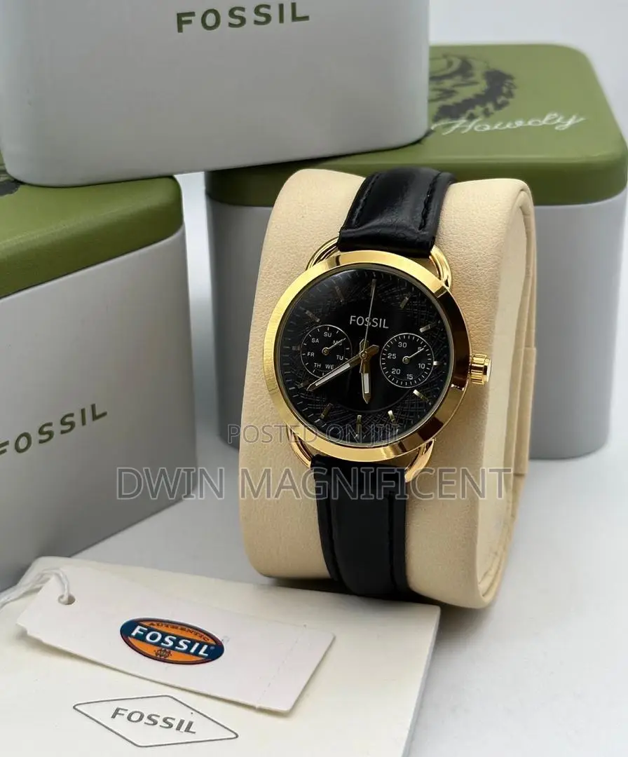 Classic Beauty: Black Leather Fossil Watches for Women