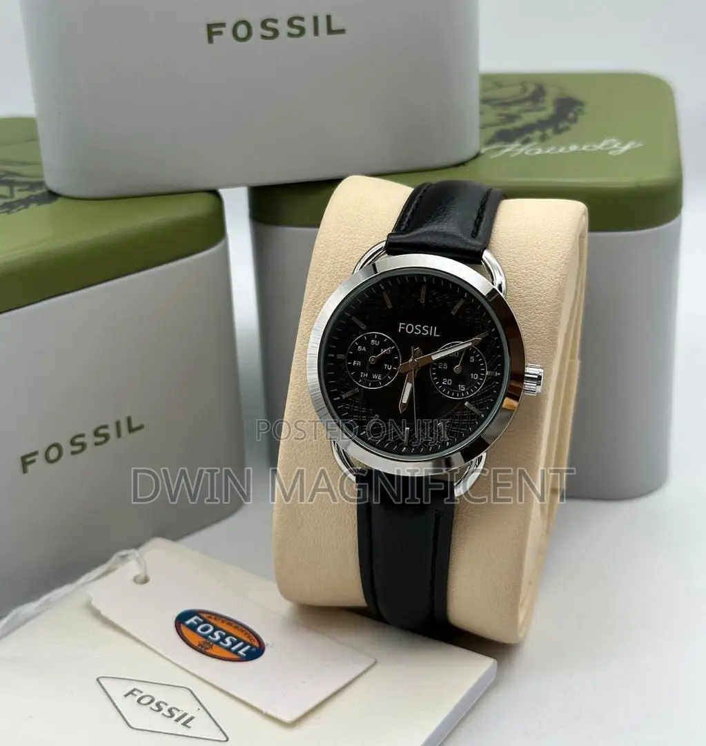 Classic Beauty: Black Leather Fossil Watches for Women