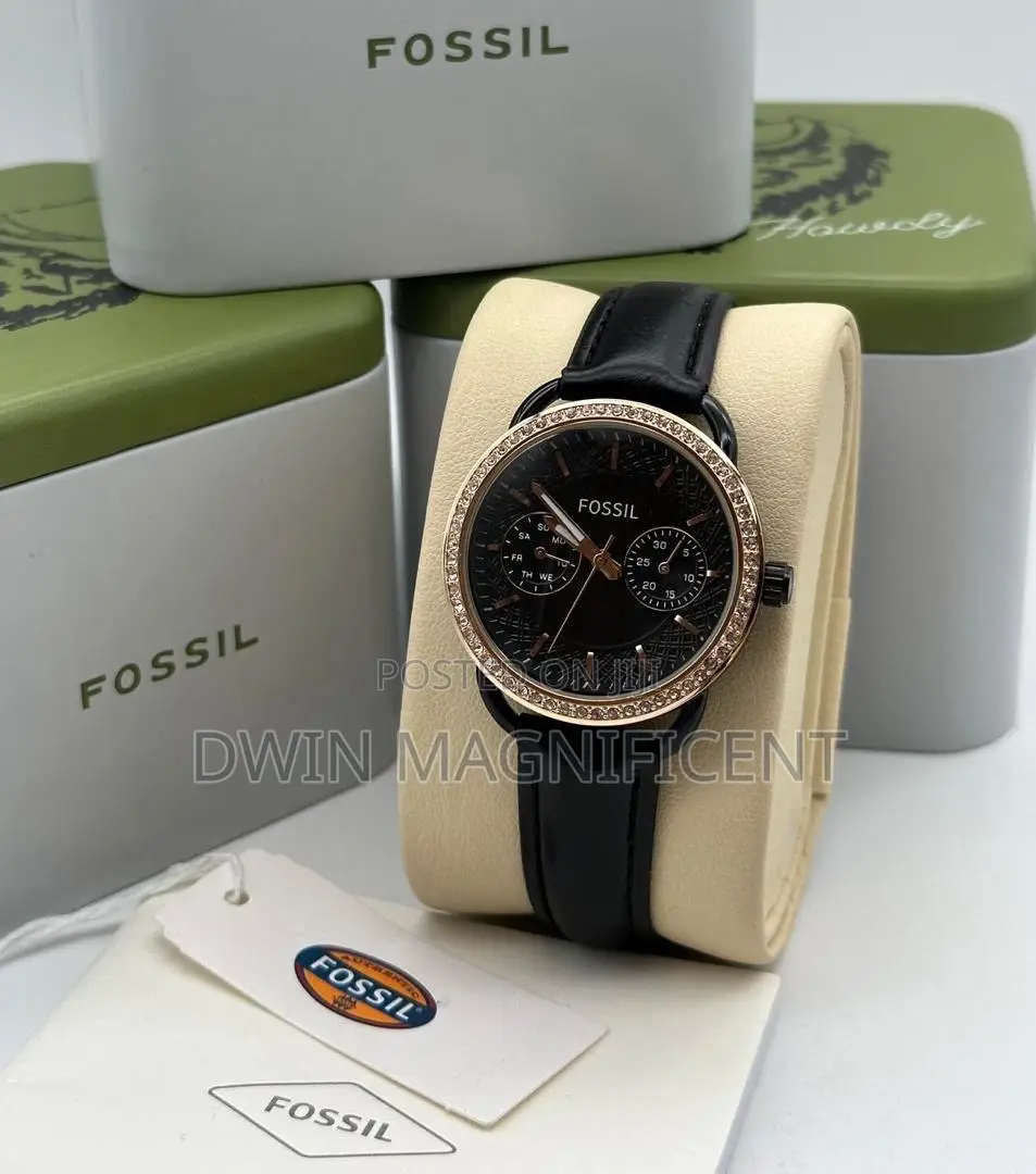 Classic Beauty: Black Leather Fossil Watches for Women
