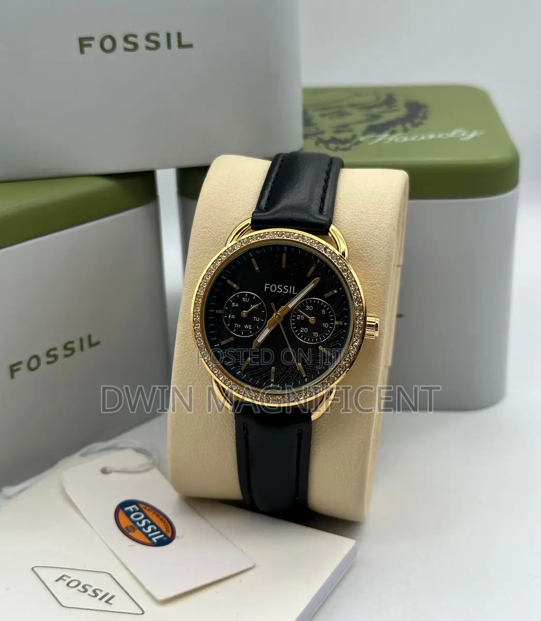 Classic Beauty: Black Leather Fossil Watches for Women