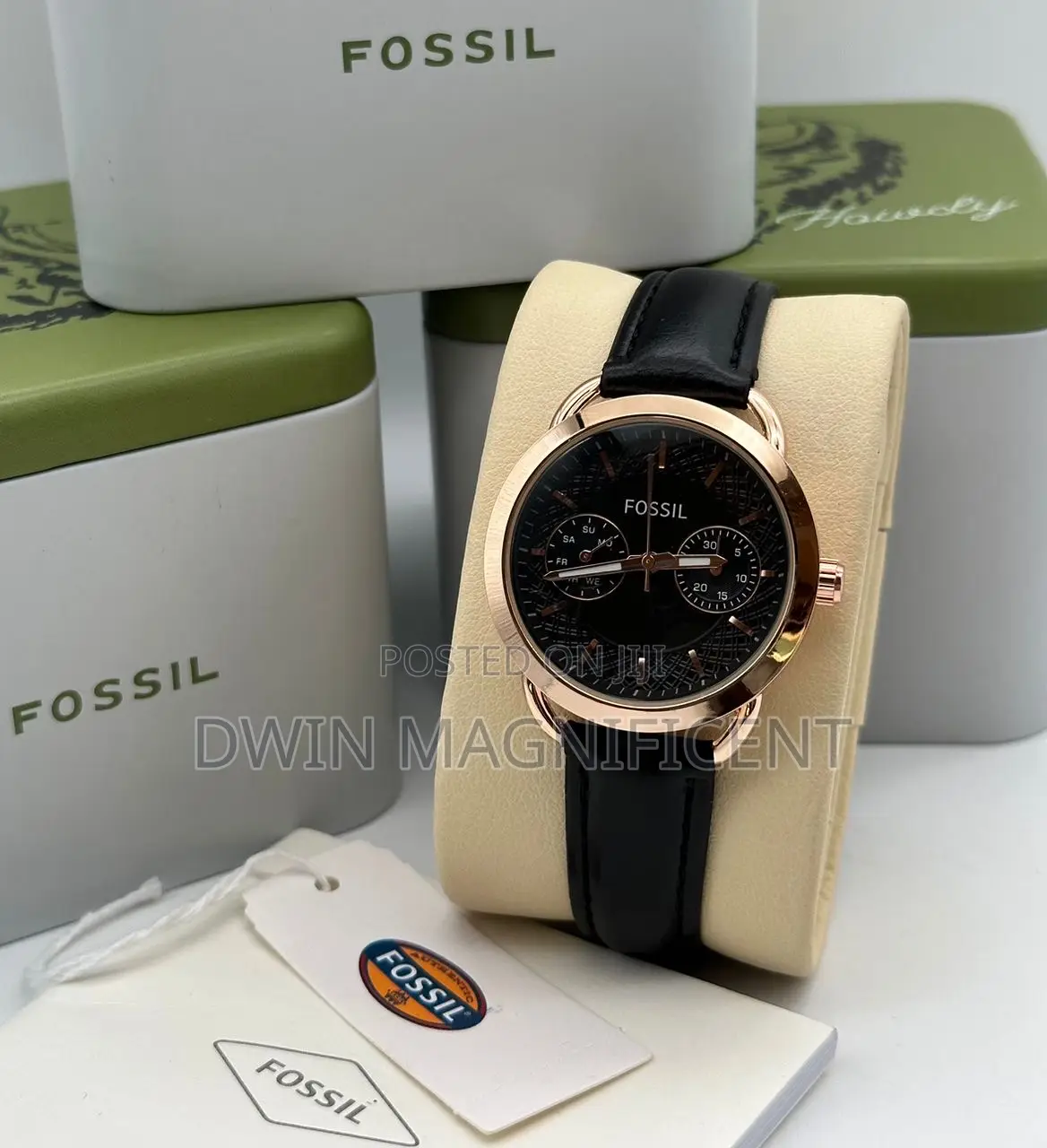 Classic Beauty: Black Leather Fossil Watches for Women