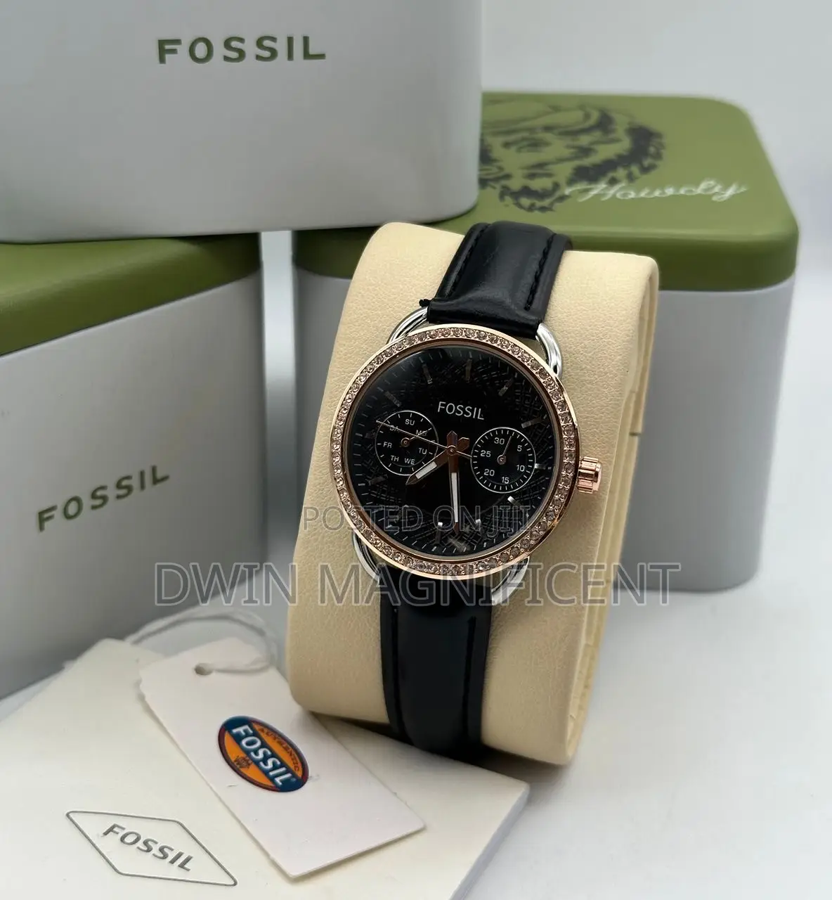 Classic Beauty: Black Leather Fossil Watches for Women