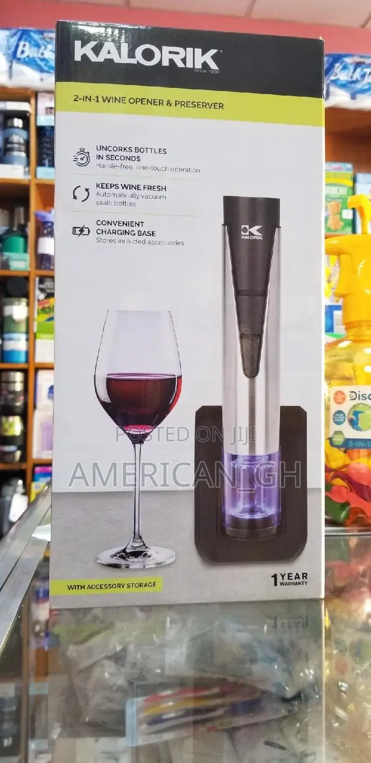 Kalorik 2-in-1 Wine Opener and Preserver, Stainless Steel