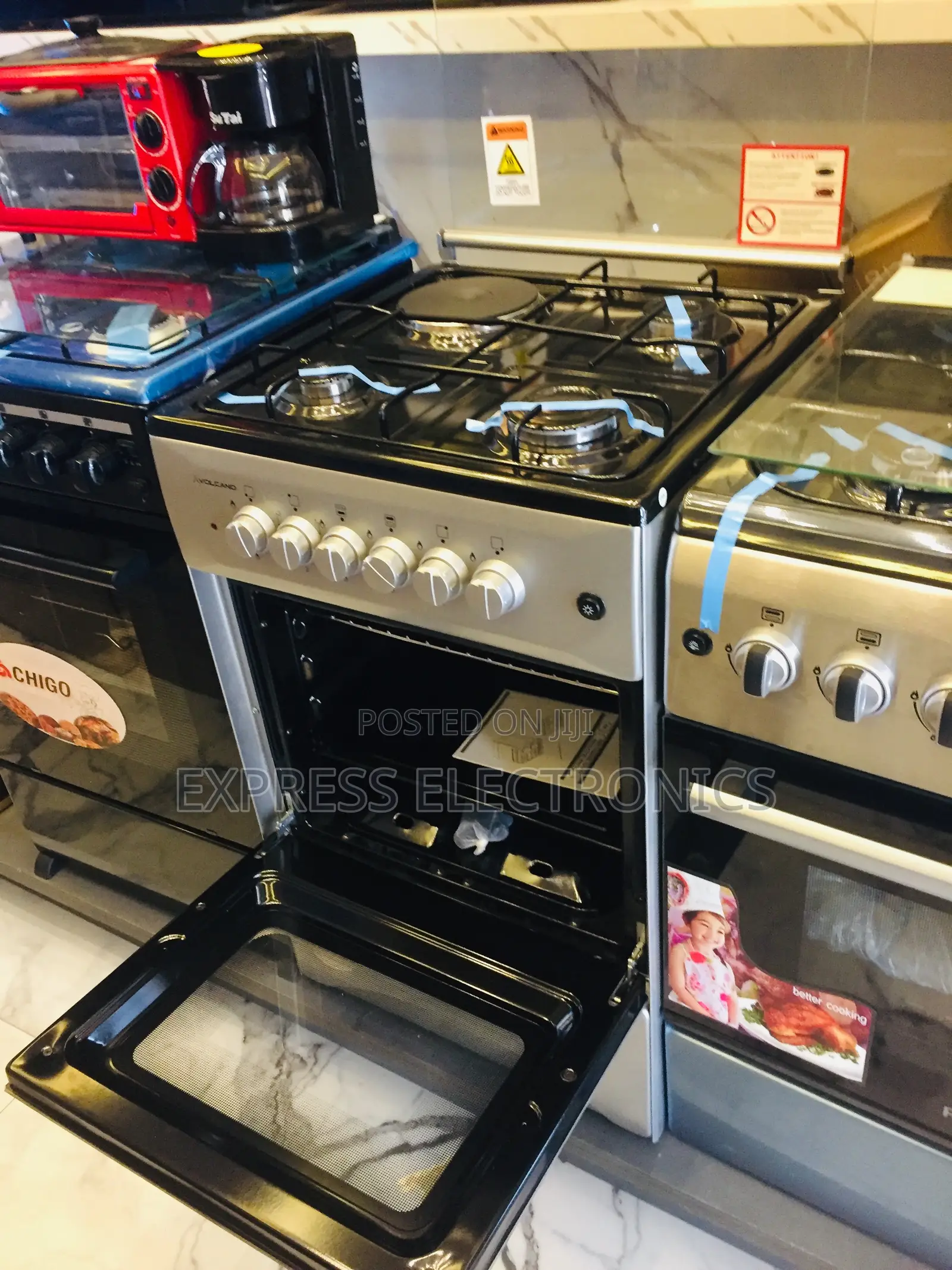 Powerful Sleek Sliver Gas Electric Cooker Oven 3-1