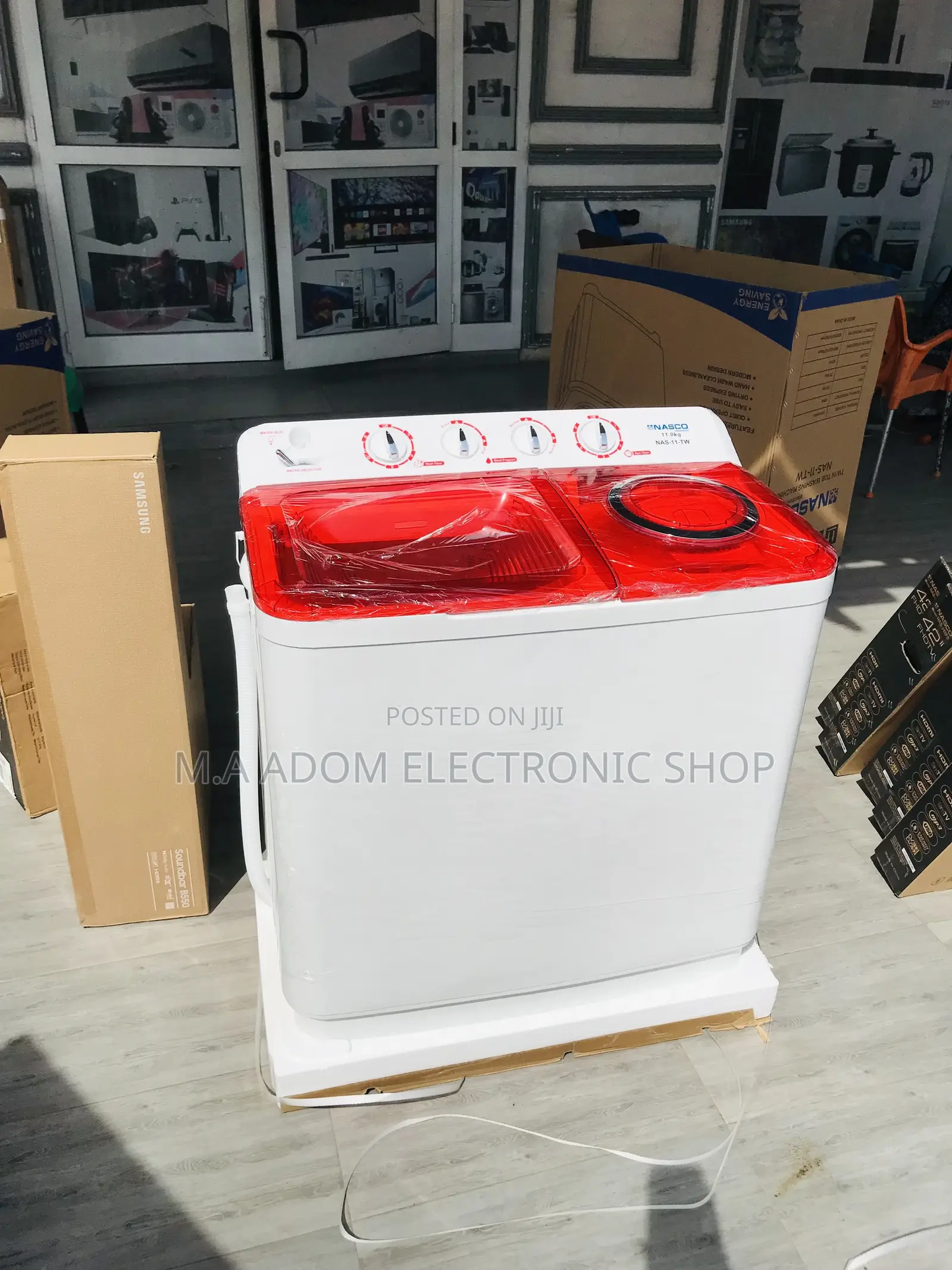 Affordable Semi-Automatic Nasco 11kg Washing Machine.