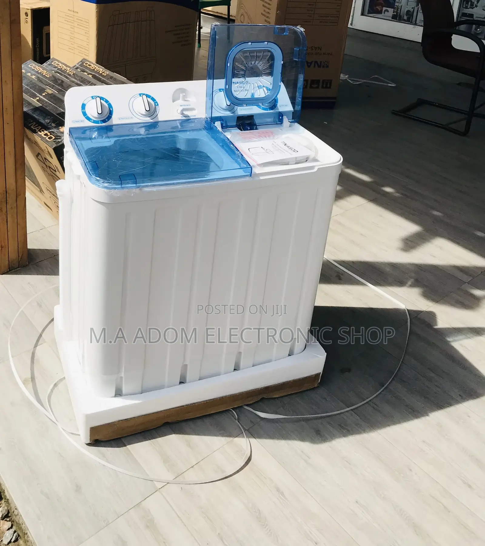 Energy Efficient Nasco 8kg Semi-Automatic Washing Machine.