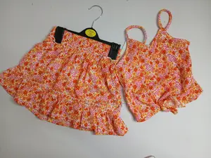George Orange Ditsy Floral Top and Flippy Skirt Set for Kids