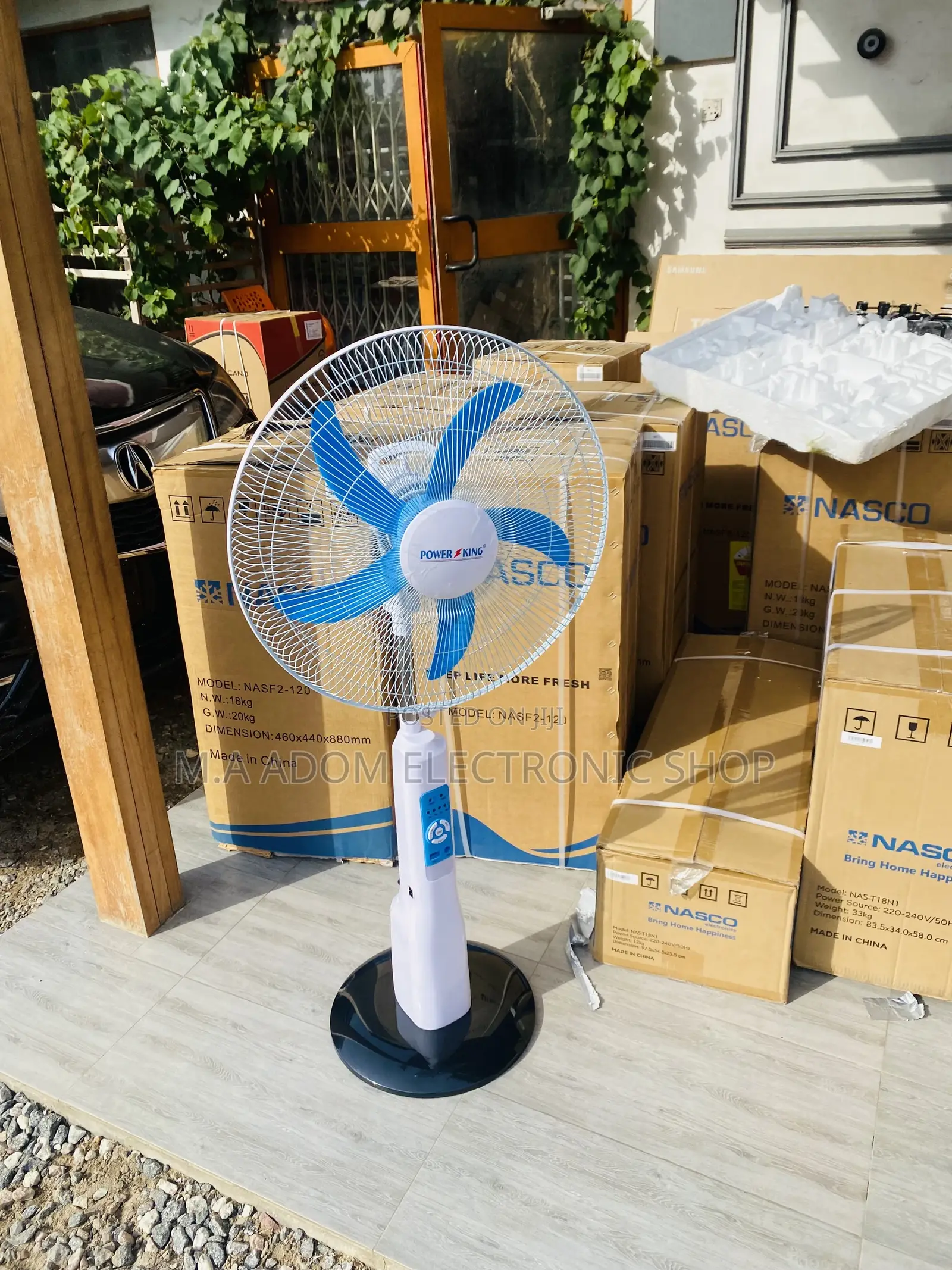 Quality Power King Rechargeable Standing Fan With Remote.
