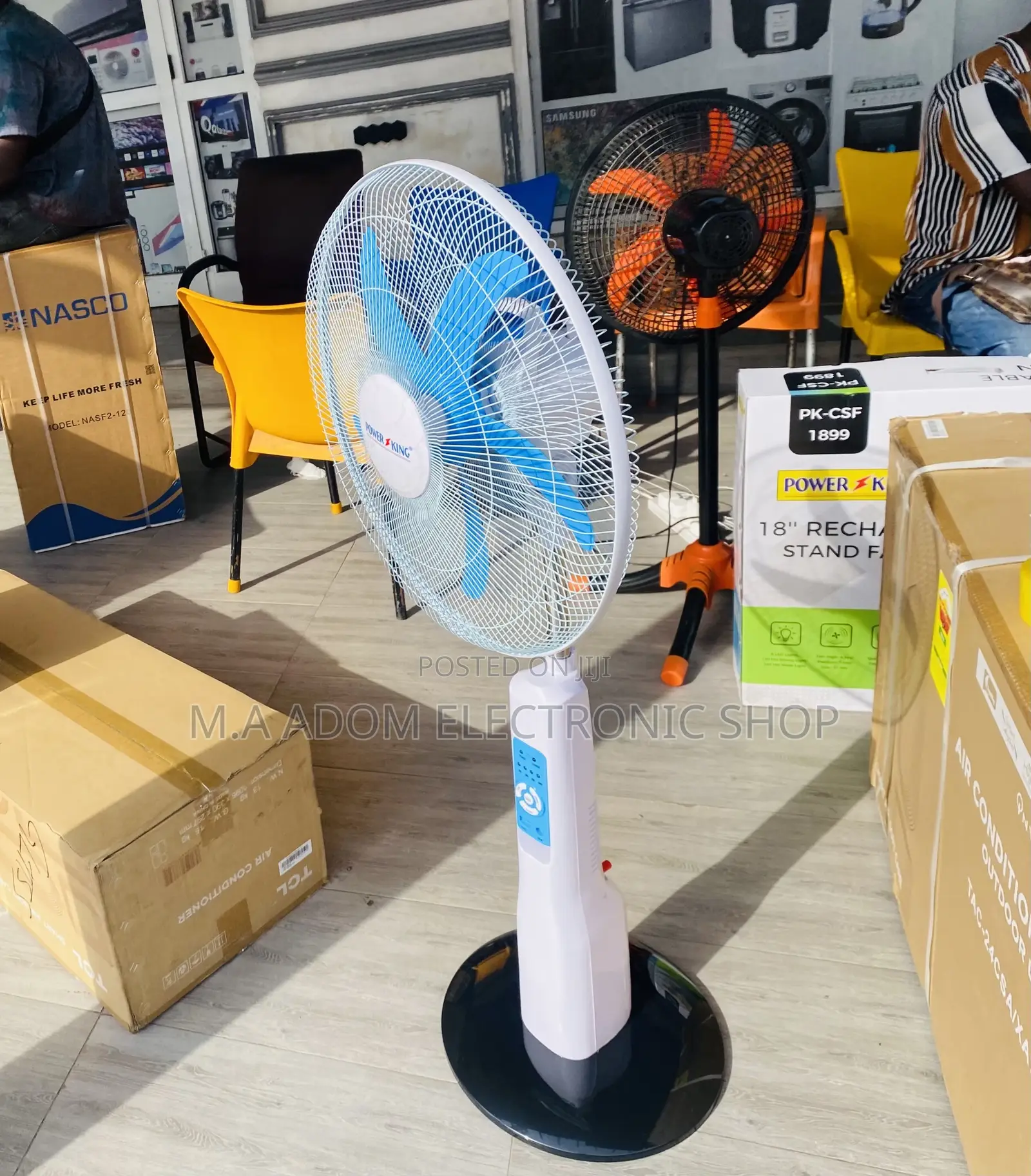 Newly in Stock Power King Rechargeable Standing Fan + Remote