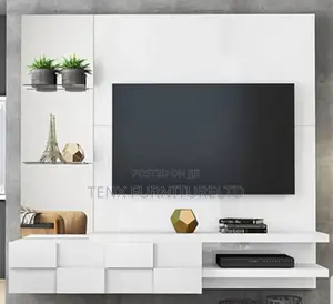 Tv Stand (Floating)Geometric White