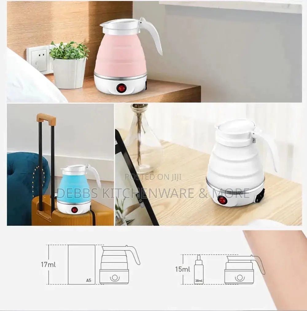 2-Cup Foldable Electric Kettles, Collapsible Travel Kettles