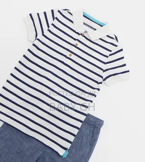 M S Striped Polo T-Shirt and Shorts Set