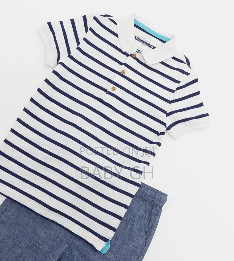M S Striped Polo T-Shirt and Shorts Set
