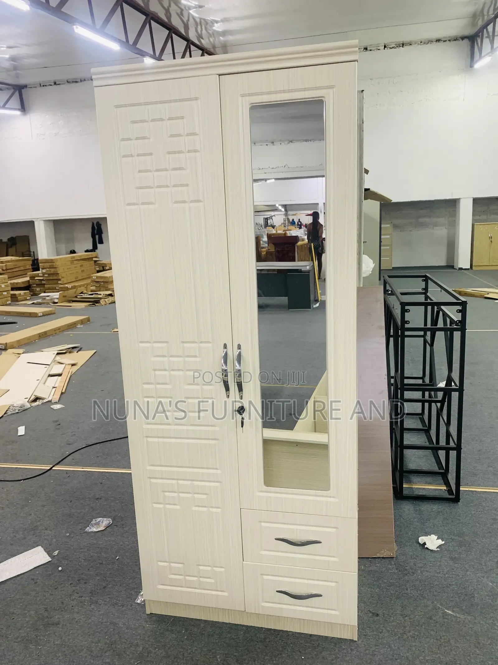 2 Doors Wardrobe With Mirror