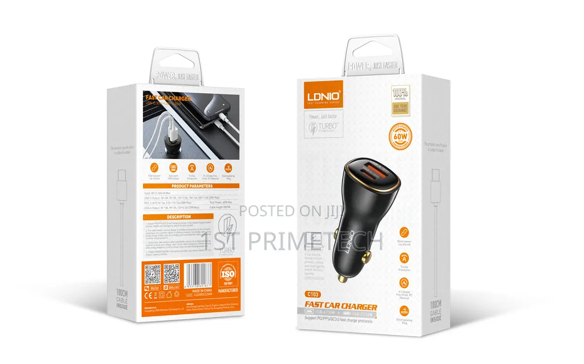 Ldnio Pd30w+Qc30w Type-C Car Charger (