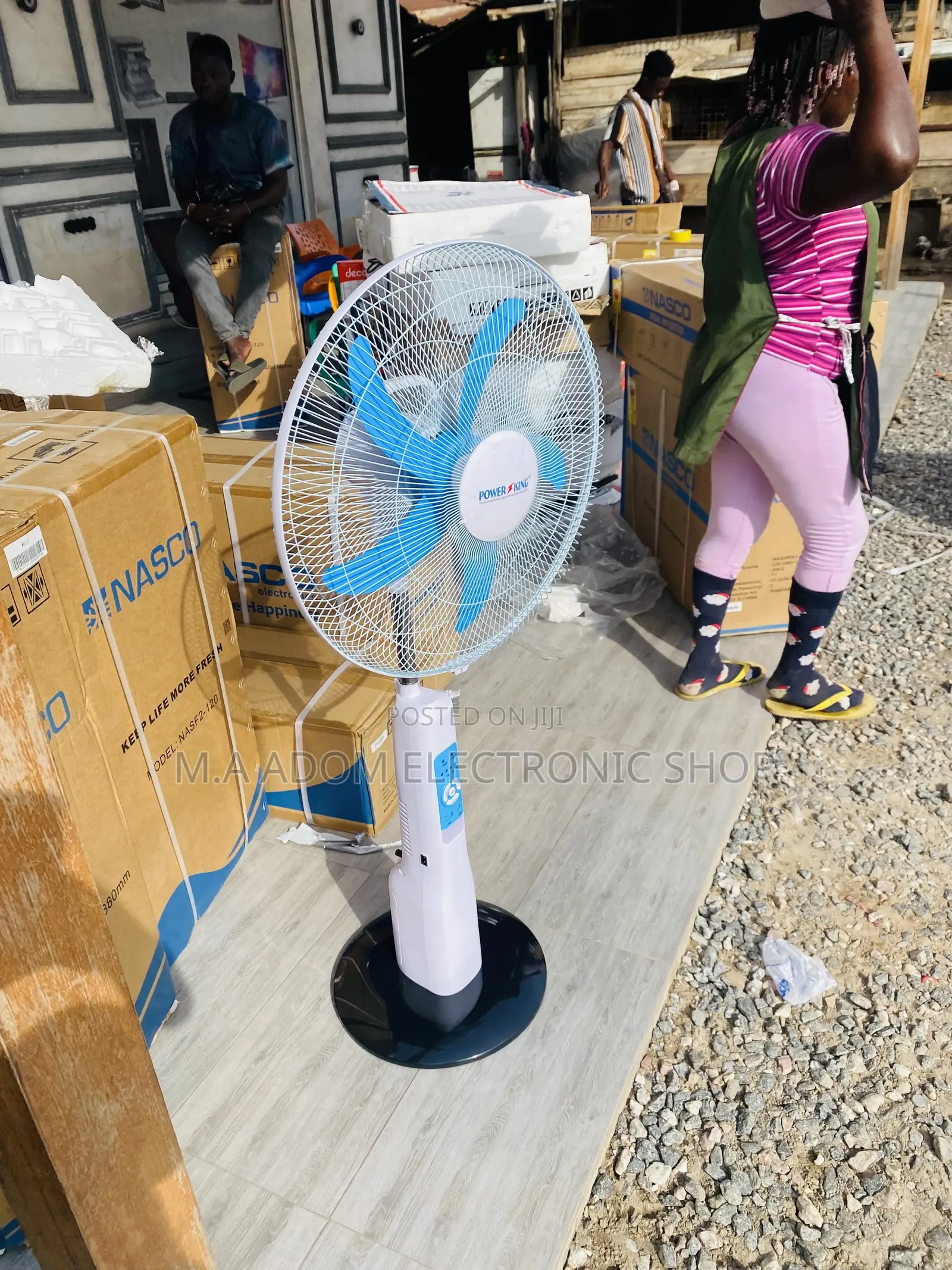 Shop Original Power King Rechargeable Standing Fan + Remote.