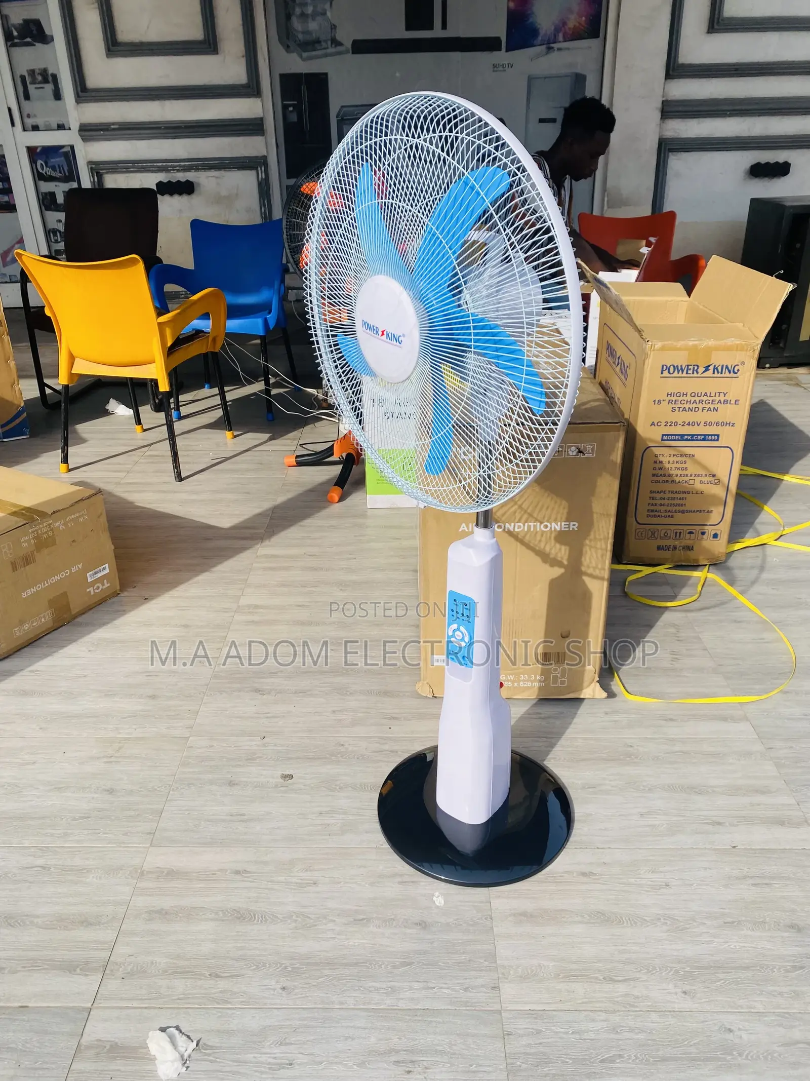 Shop Affordable Power King Rechargeable Standing Fan.