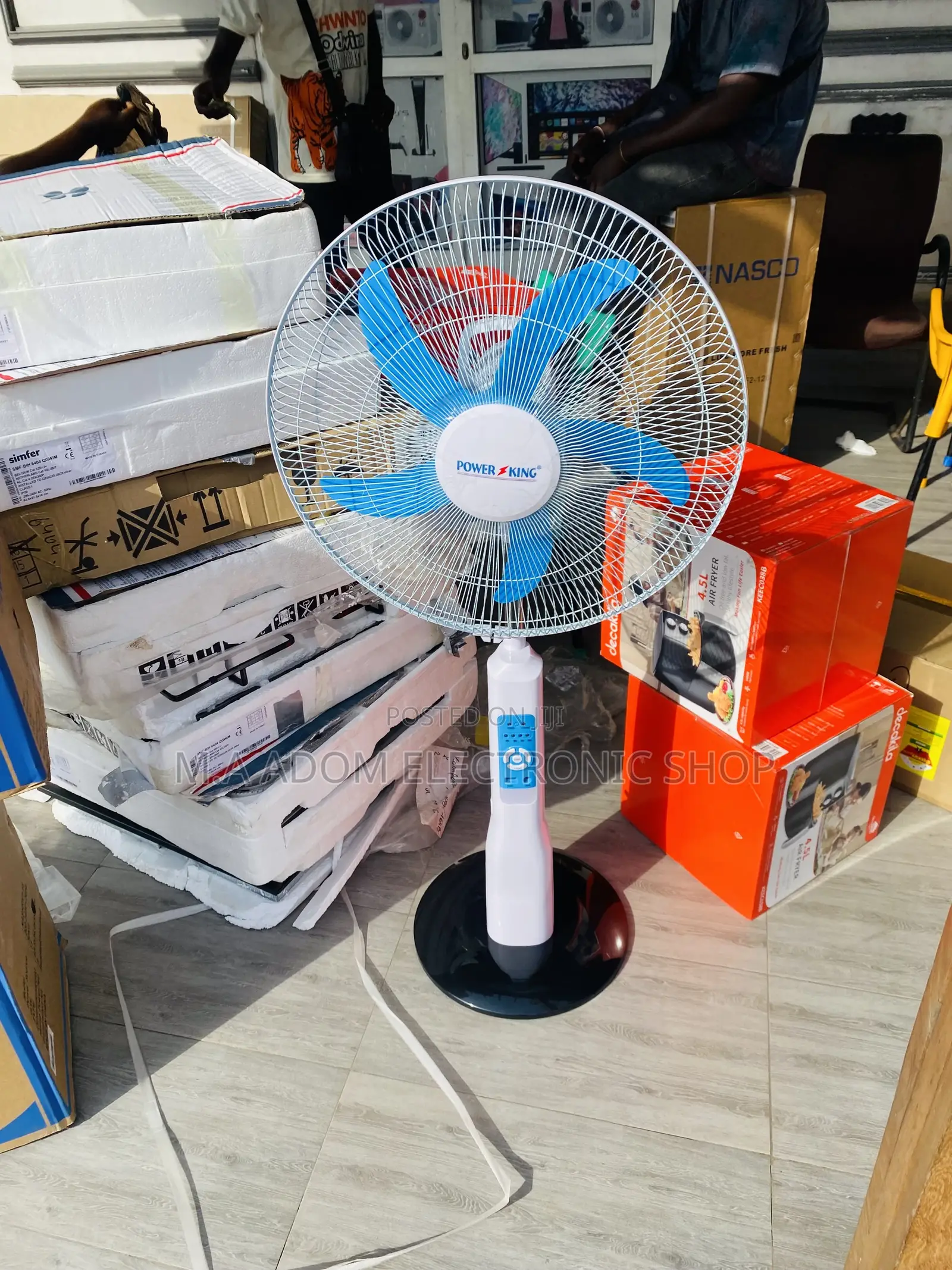 Durable Power King Rechargeable Standing Fan + Remote.