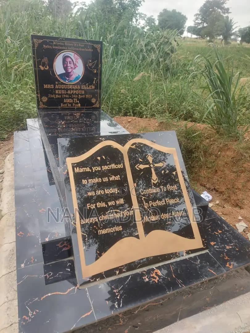 Black Tombstone Design With Bible Writings.Good Finishing