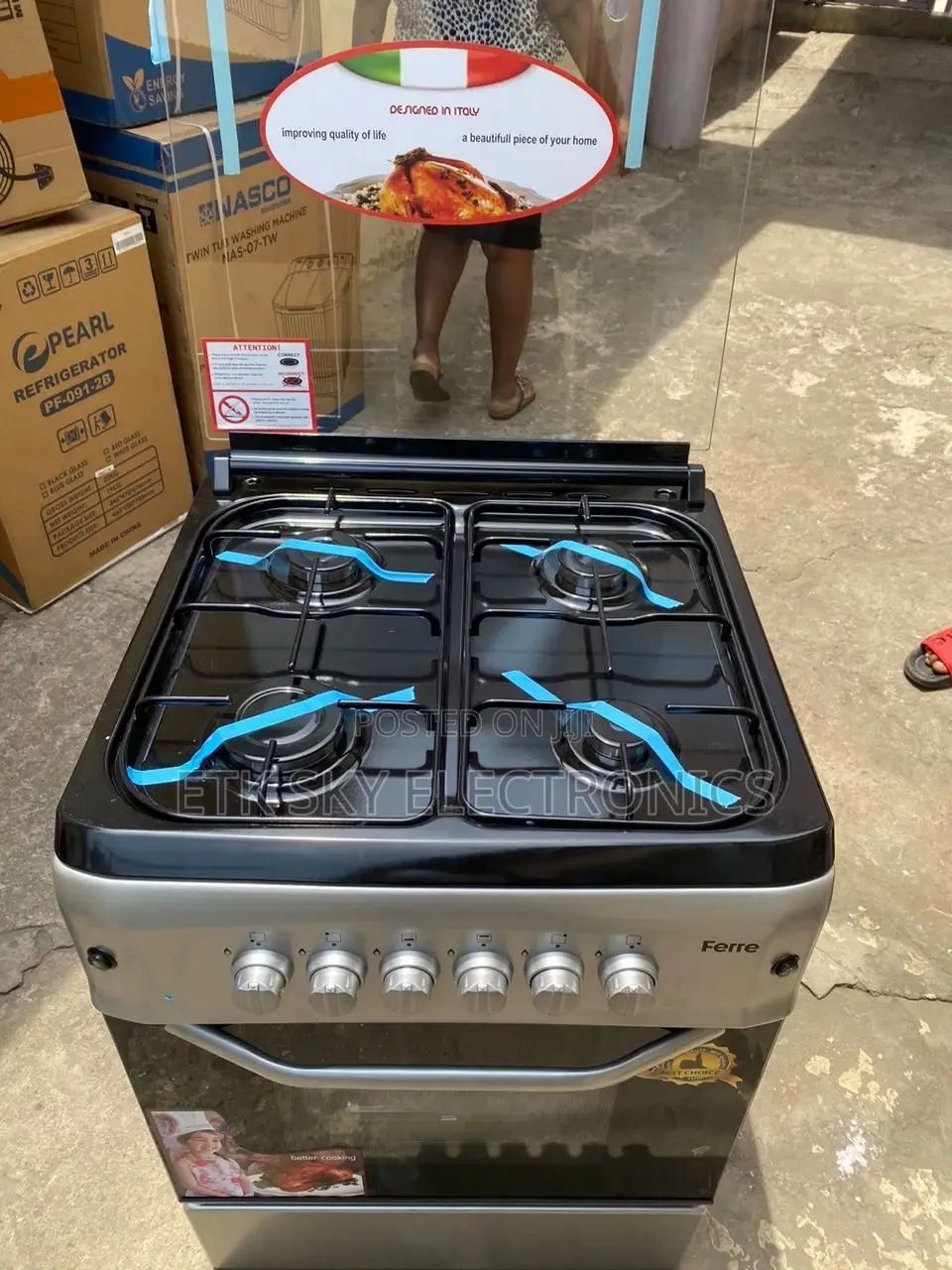 Enthralling Ferre 4burner 60X60 Gas Cooker With Oven Grill