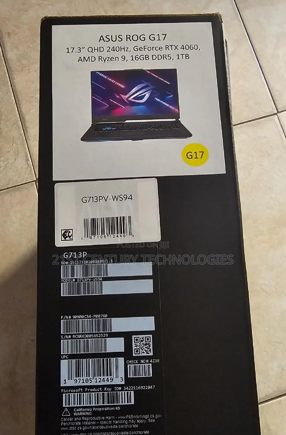 New Laptop Asus ROG Strix G17 16GB AMD Ryzen SSD 1T