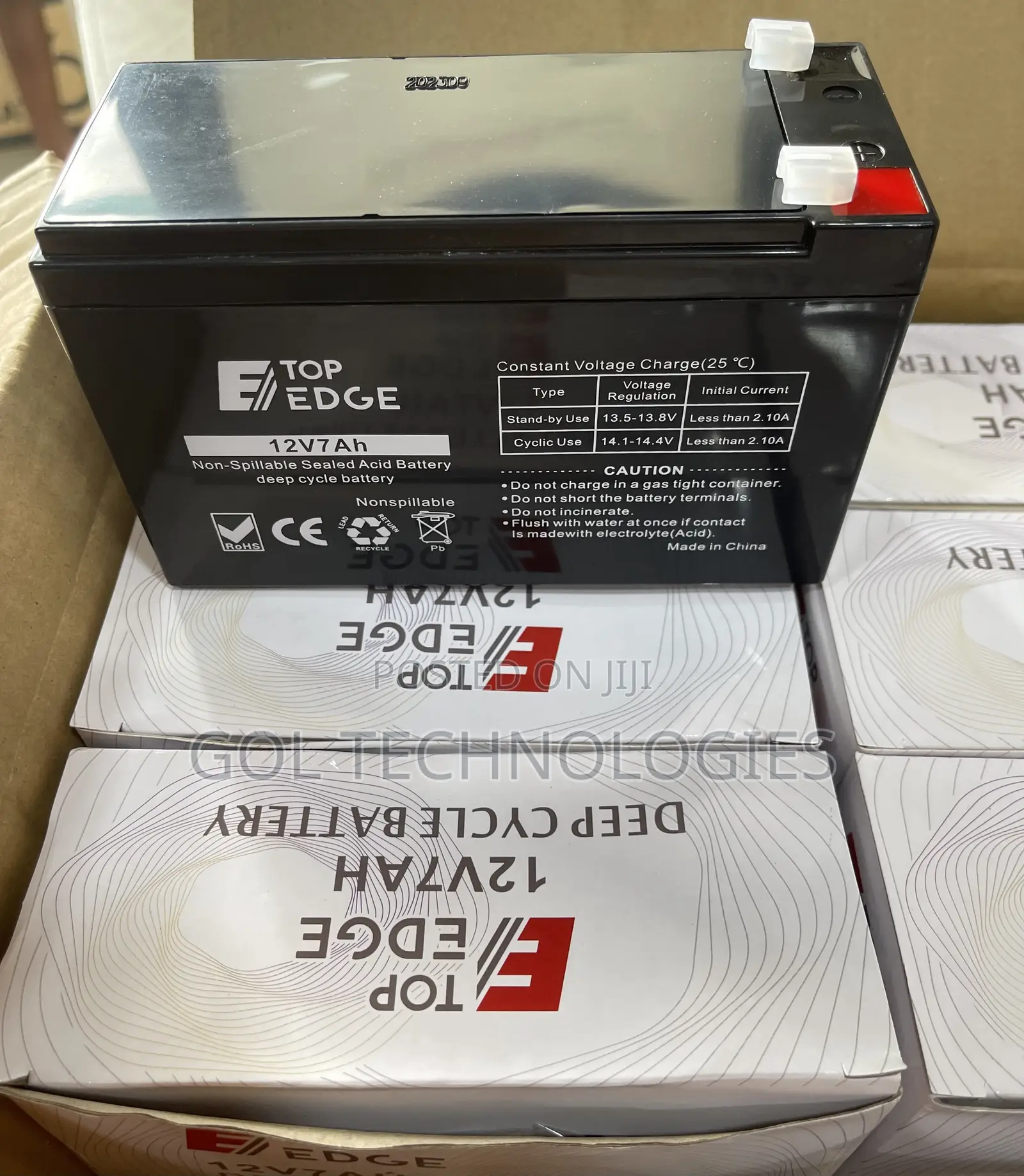 12v7ah UPS Battery Top Edge