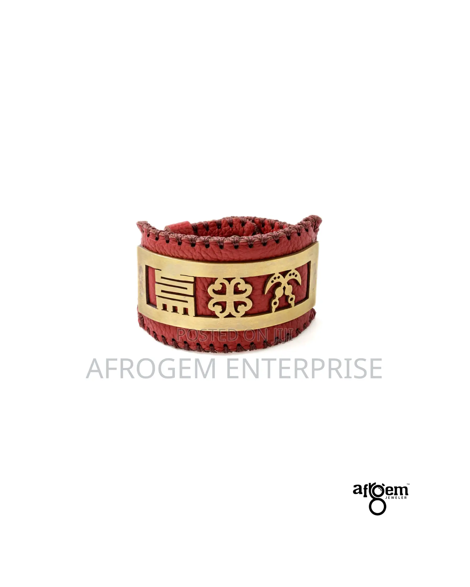 Adinkra Themed Leather Bracelet | Men's