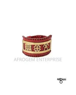 Adinkra Themed Leather Bracelet | Men's