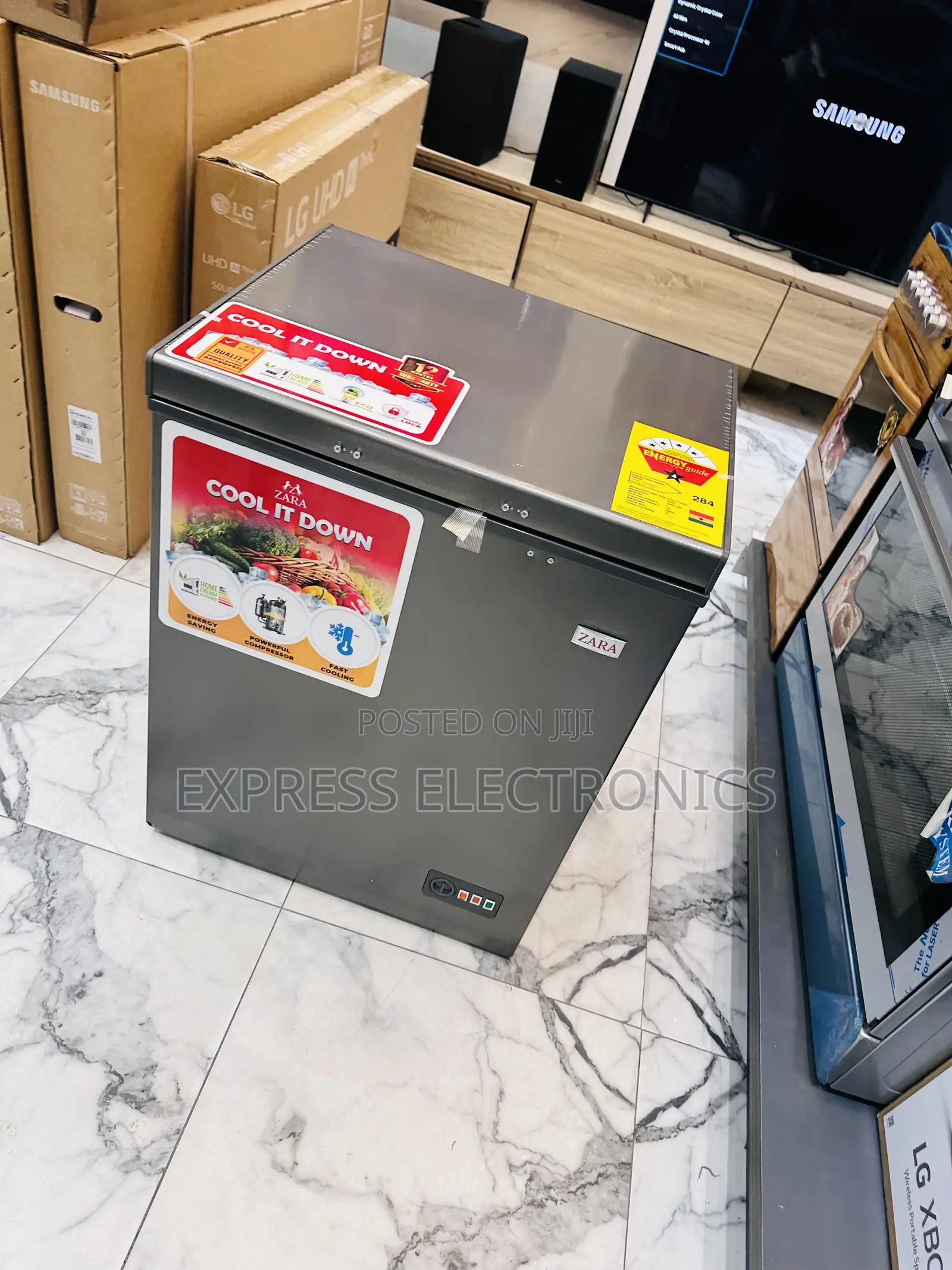 Powerful 141L Chest Freezer Single Door Zara Grey Color