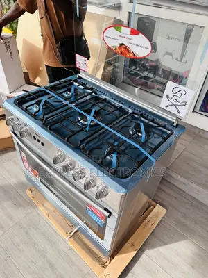Inox Grey Gas Cooker 5burner Stove Rotisserie Oven 60/90