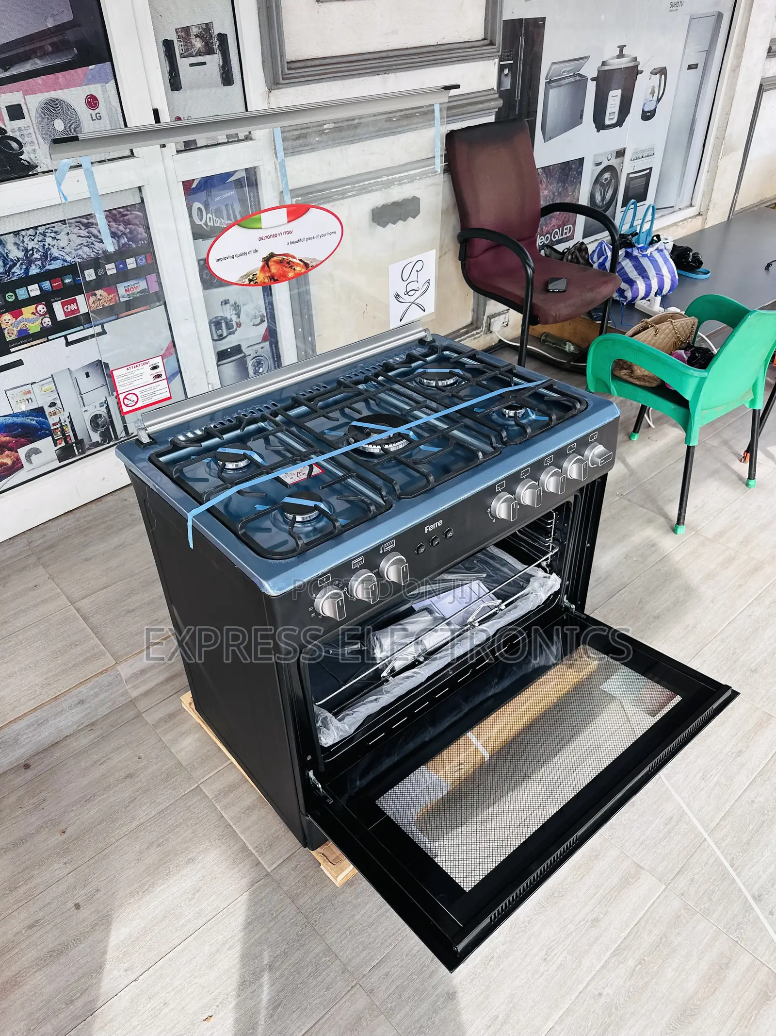 High Quality Stove Gas Cooker Oven 5burner Black 60/90