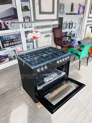 New Black Gas Cooker Oven 5burner 60/90 Feet Auto Ignition