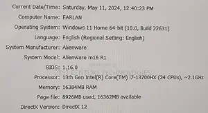 Laptop Dell Alienware M16 R1 16GB Intel Core I7 SSD 512GB