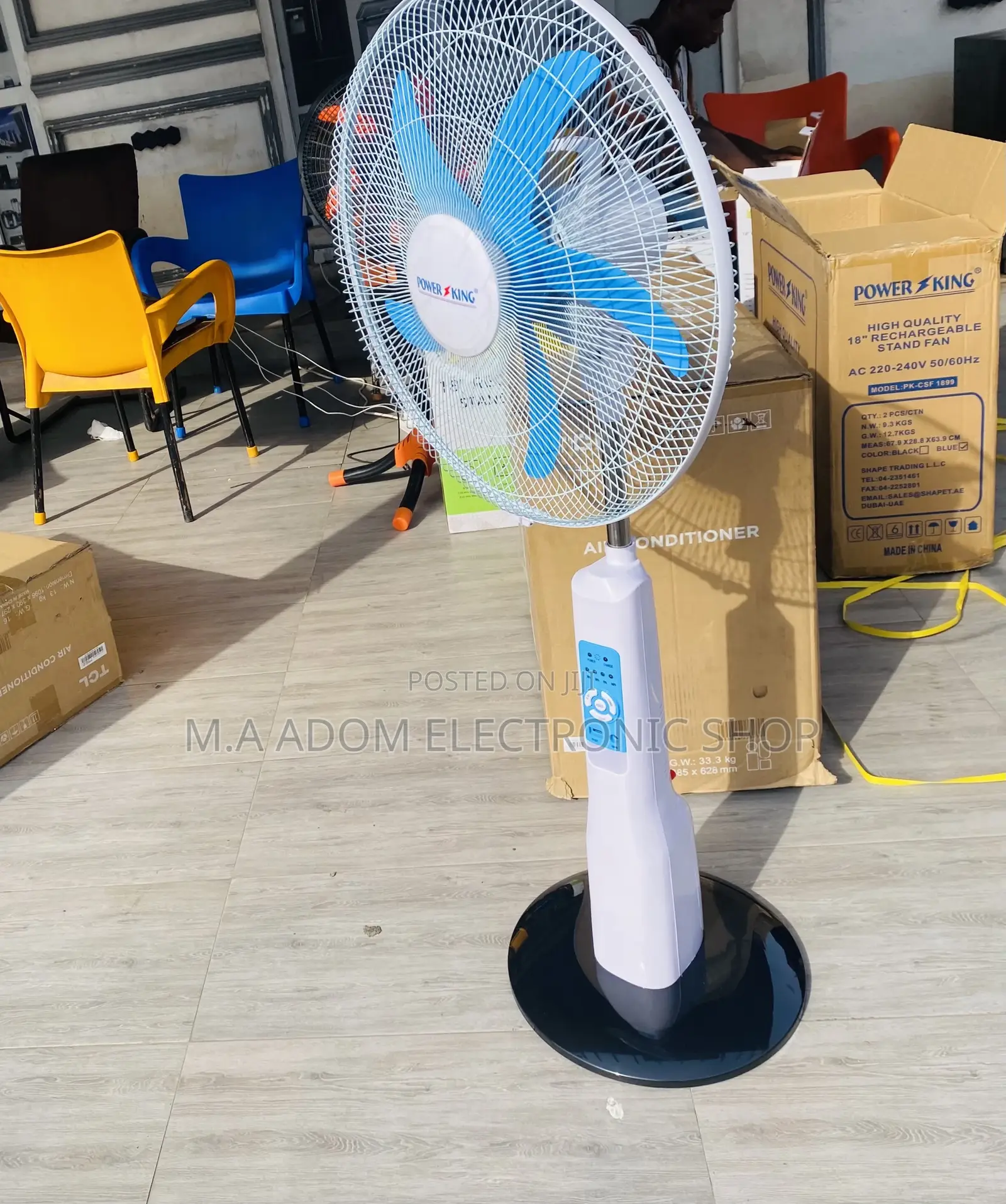Purchase Power King Rechargeable Standing Fan.