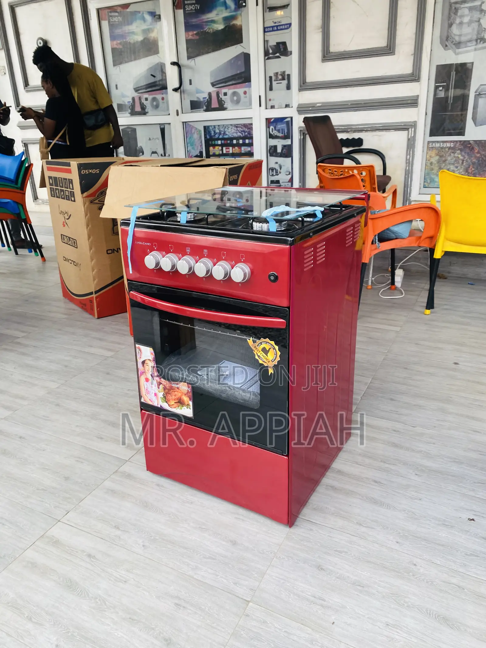 Classic Red Volcano 50x50 4 Gas Burner With Oven.