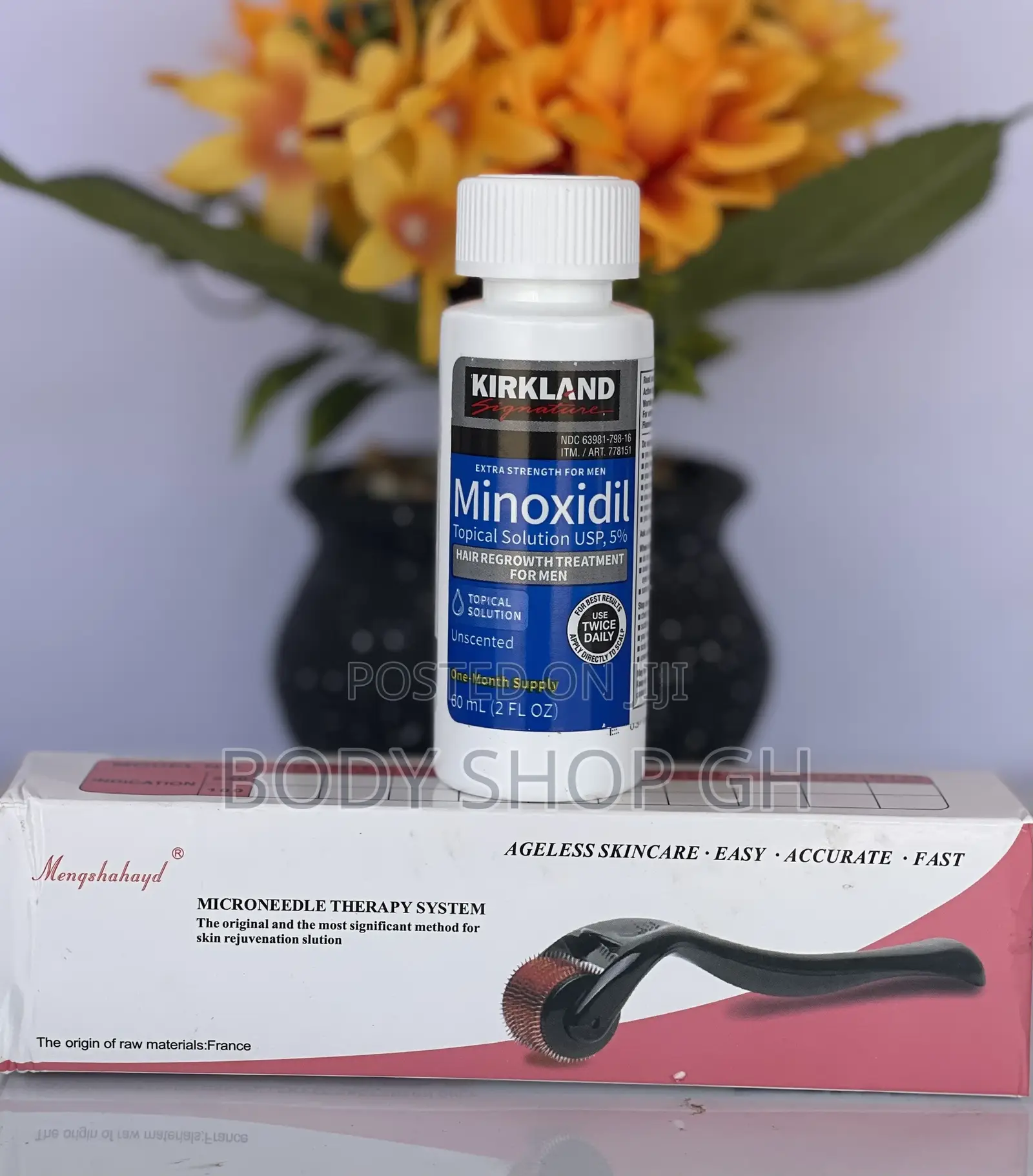 Derma Roller + Kirkland Minoxidil Hair and Beard Growth Set