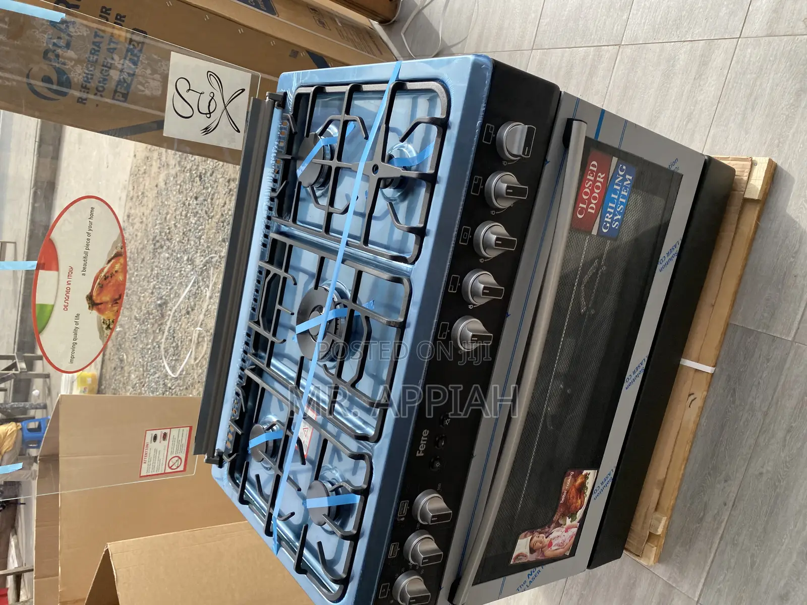 Fabulous Ferre 90x60 5 Gas Burner With Oven + Grill(Black)