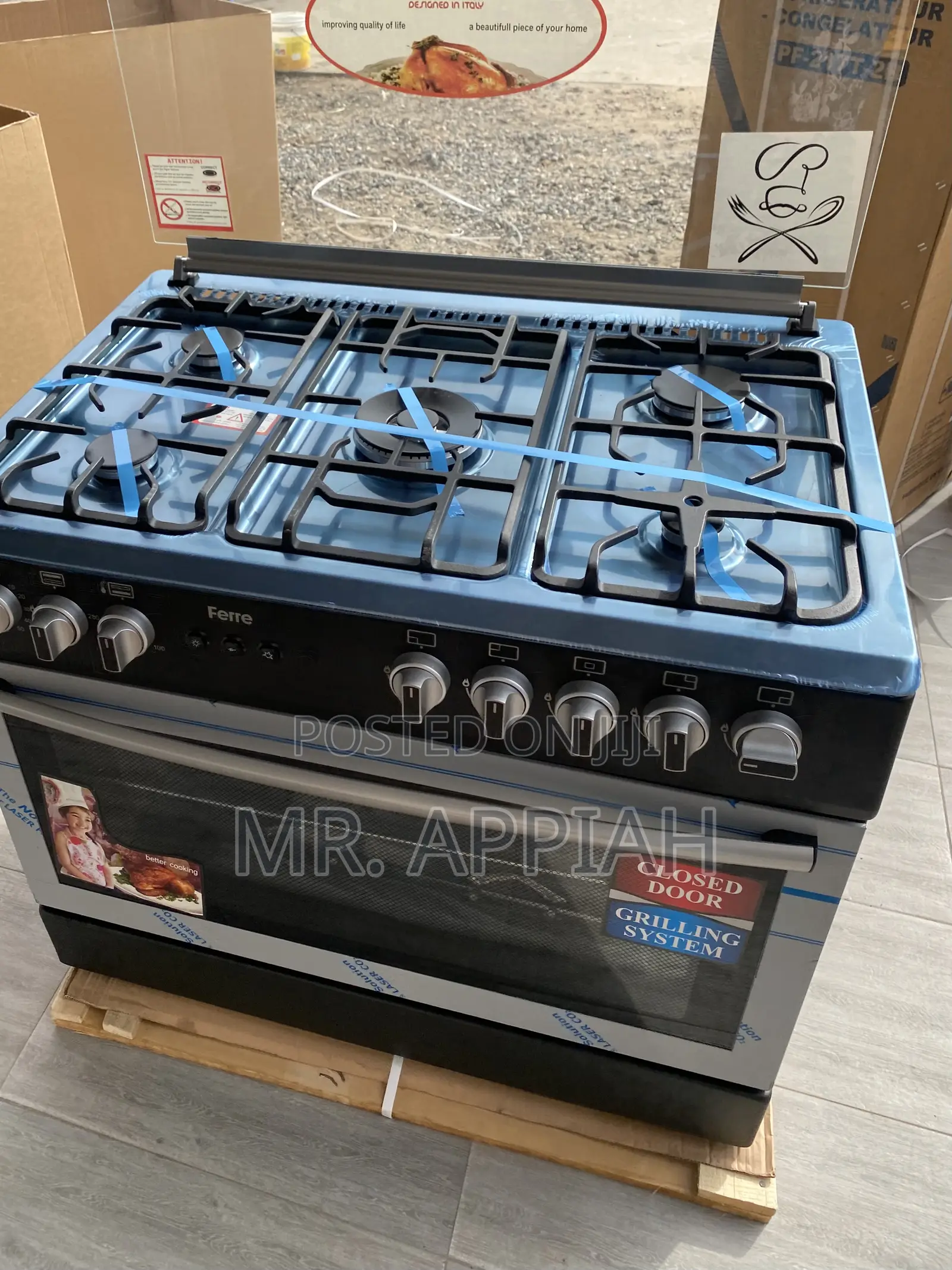 Brand New Ferre 90x60 4 Gas Burner With Oven(Black).