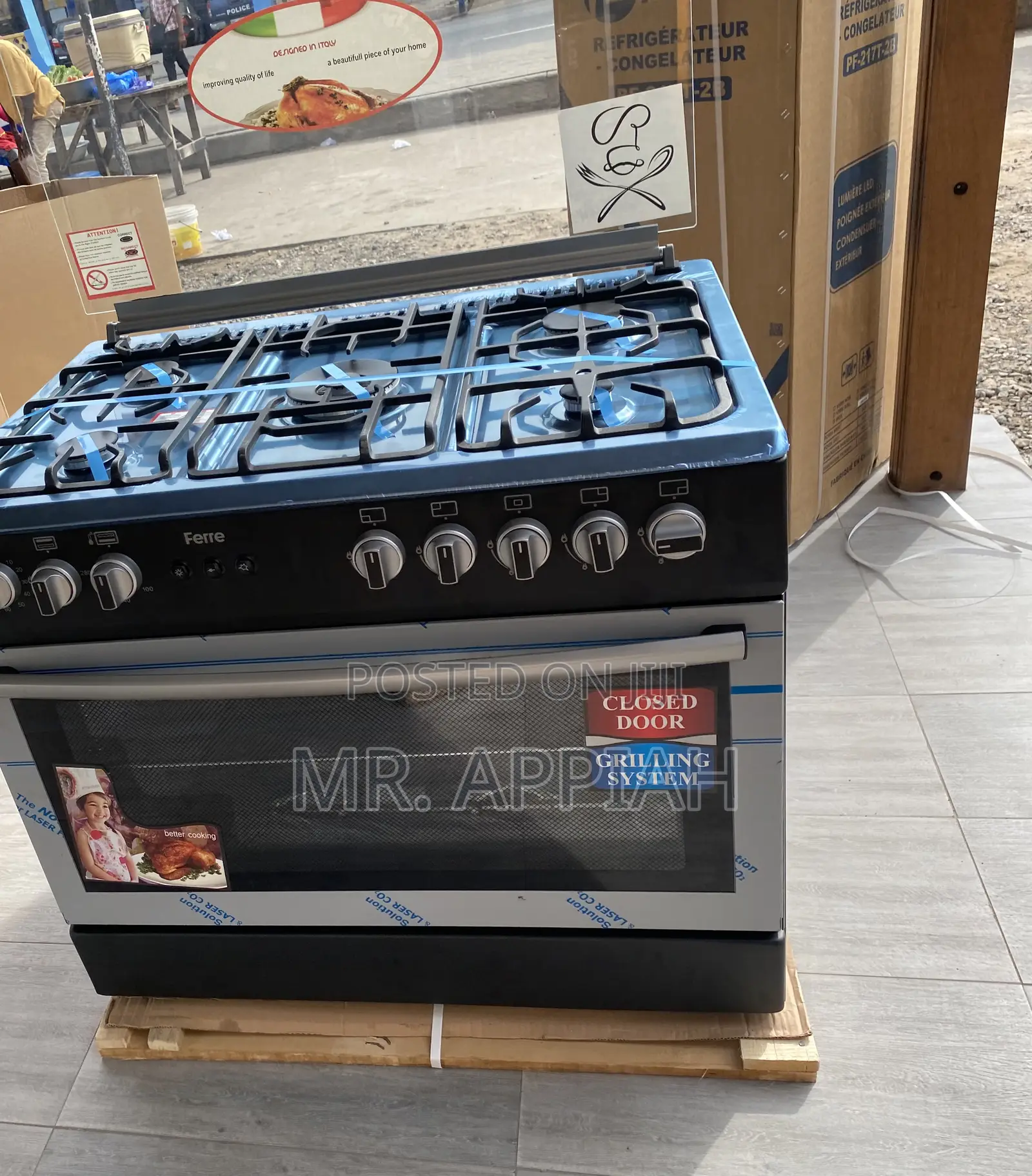 High Quality Ferre 90x60 4 Gas Burner With Oven(Black).