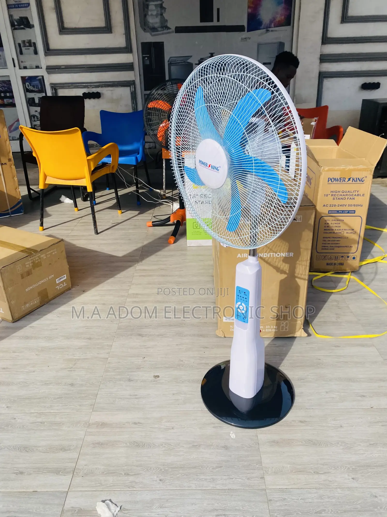 Authentic Power King Rechargeable 18”Electric Standing Fan.