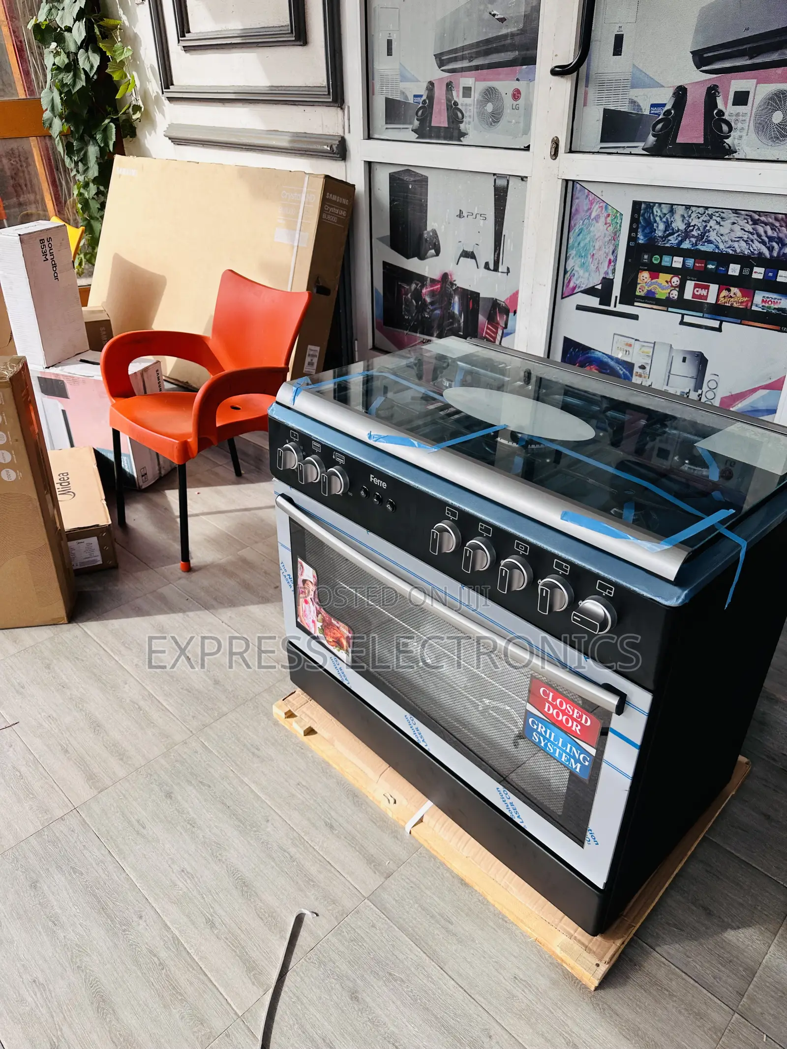 Ferre Gas Cooker Oven Grill 5burner 60/90 Black