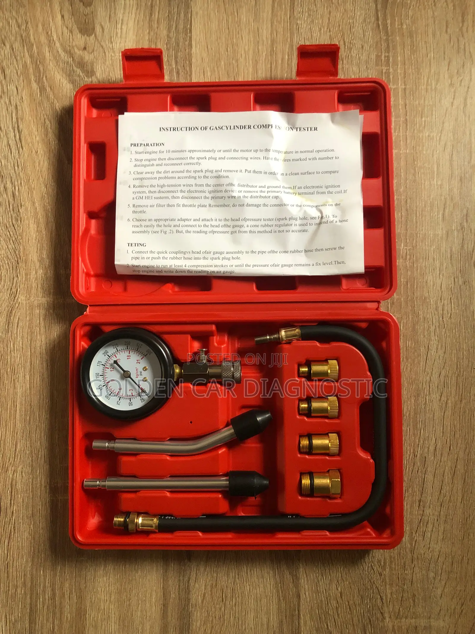 11-Delige Compressietester Set Voor Benzinemotoren - 0-300 PSI / 0-20 Bar