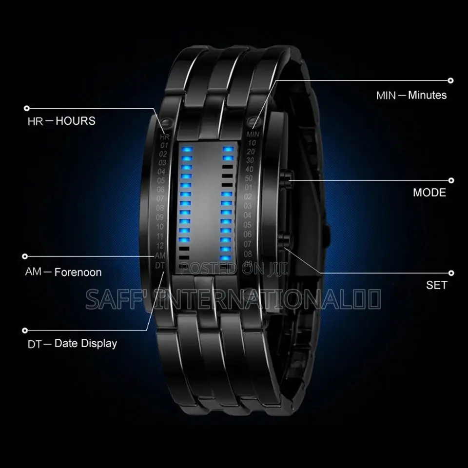 Luxury Lover's Waterproof Stainless Steel Binary Wristwatch!