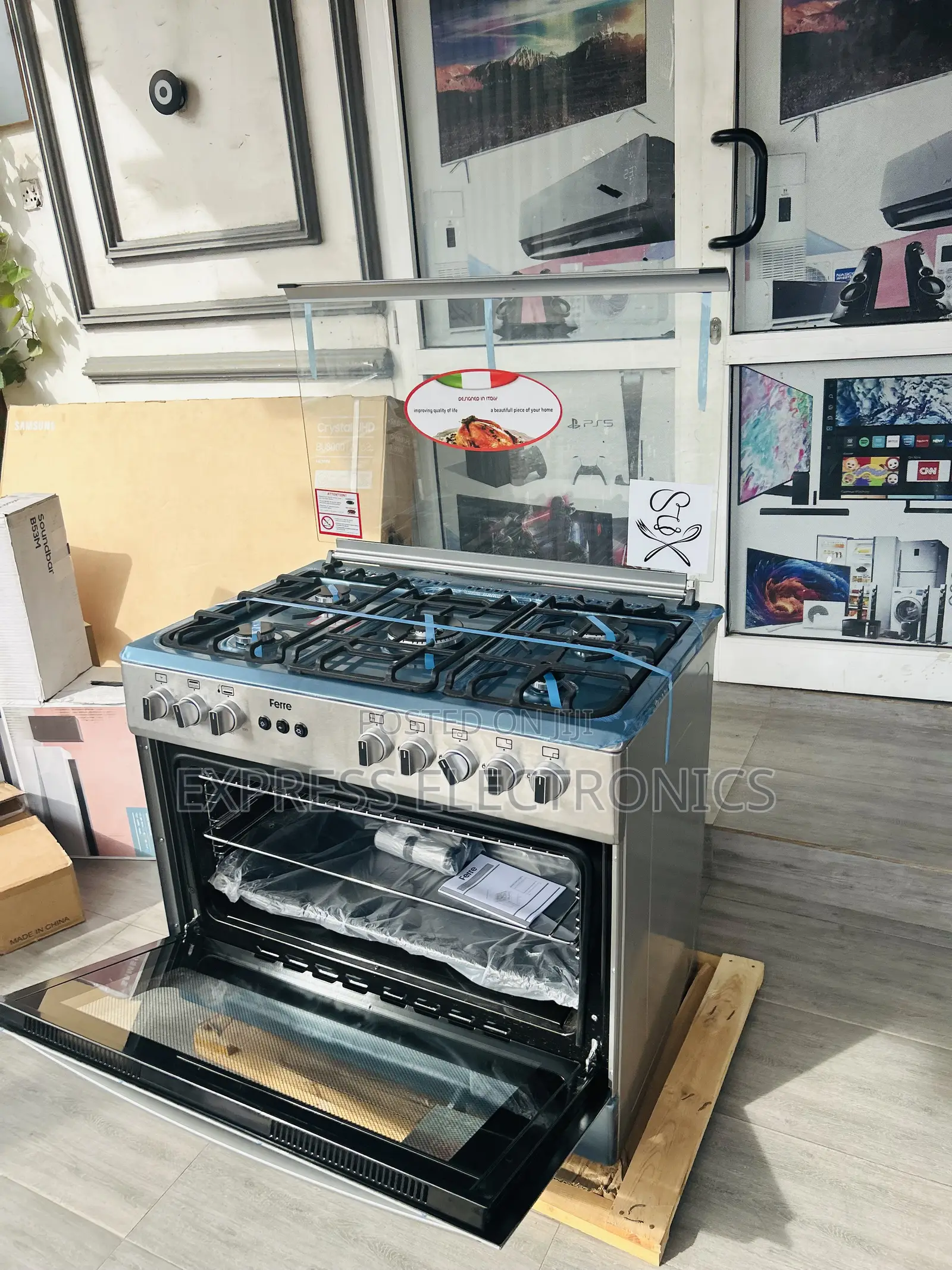 Ferre Gas Cooker Oven 60/90 5burner Sliver
