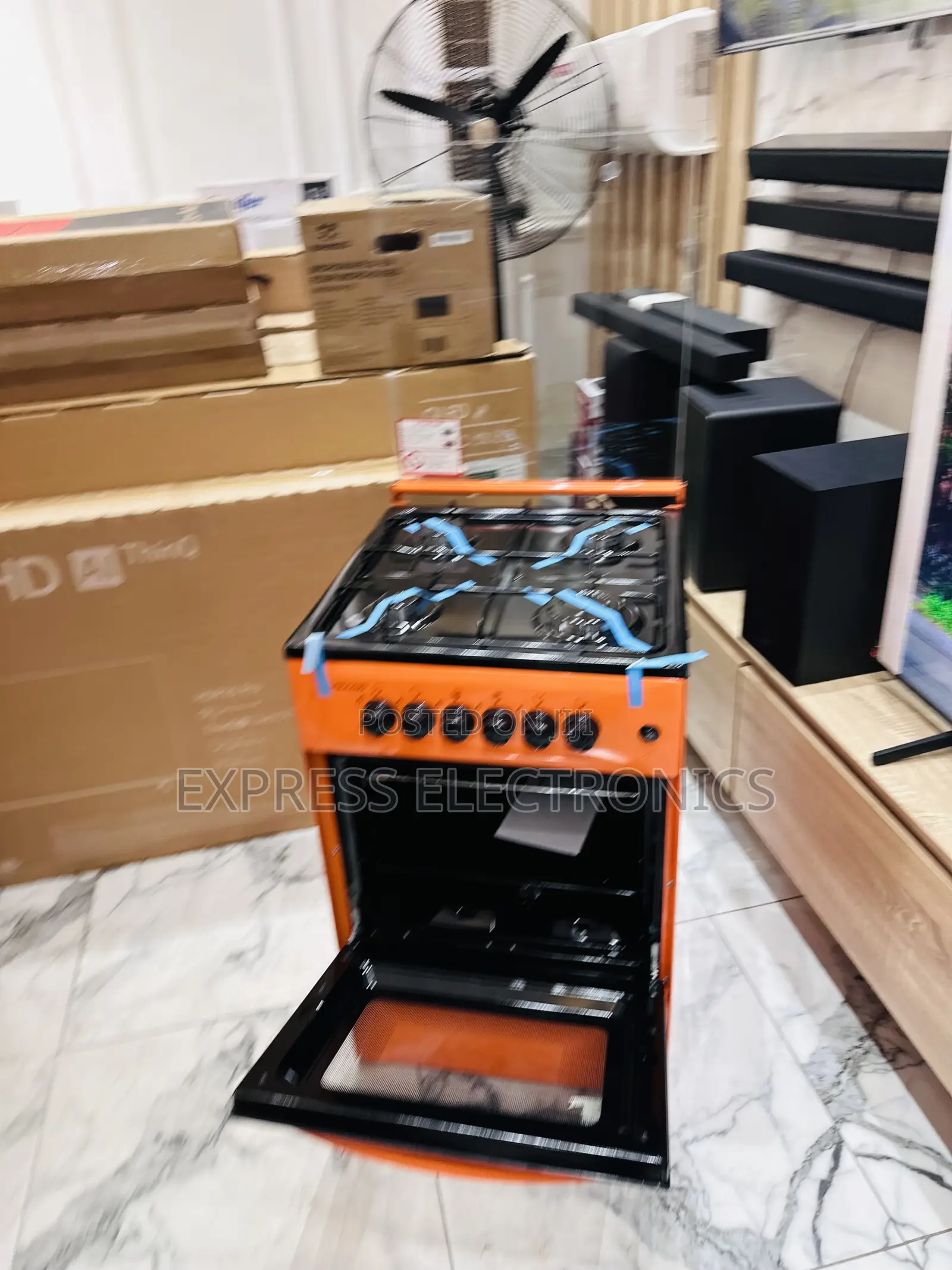 Orange Gas Cooker Oven Grill 50/50 4burner Volcano