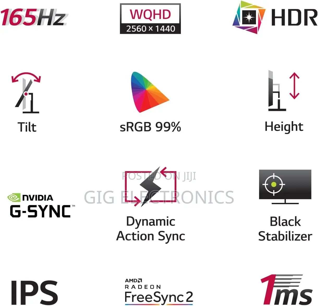 LG Ultragear 27 Gaming Monitor QHD IPS 165hz