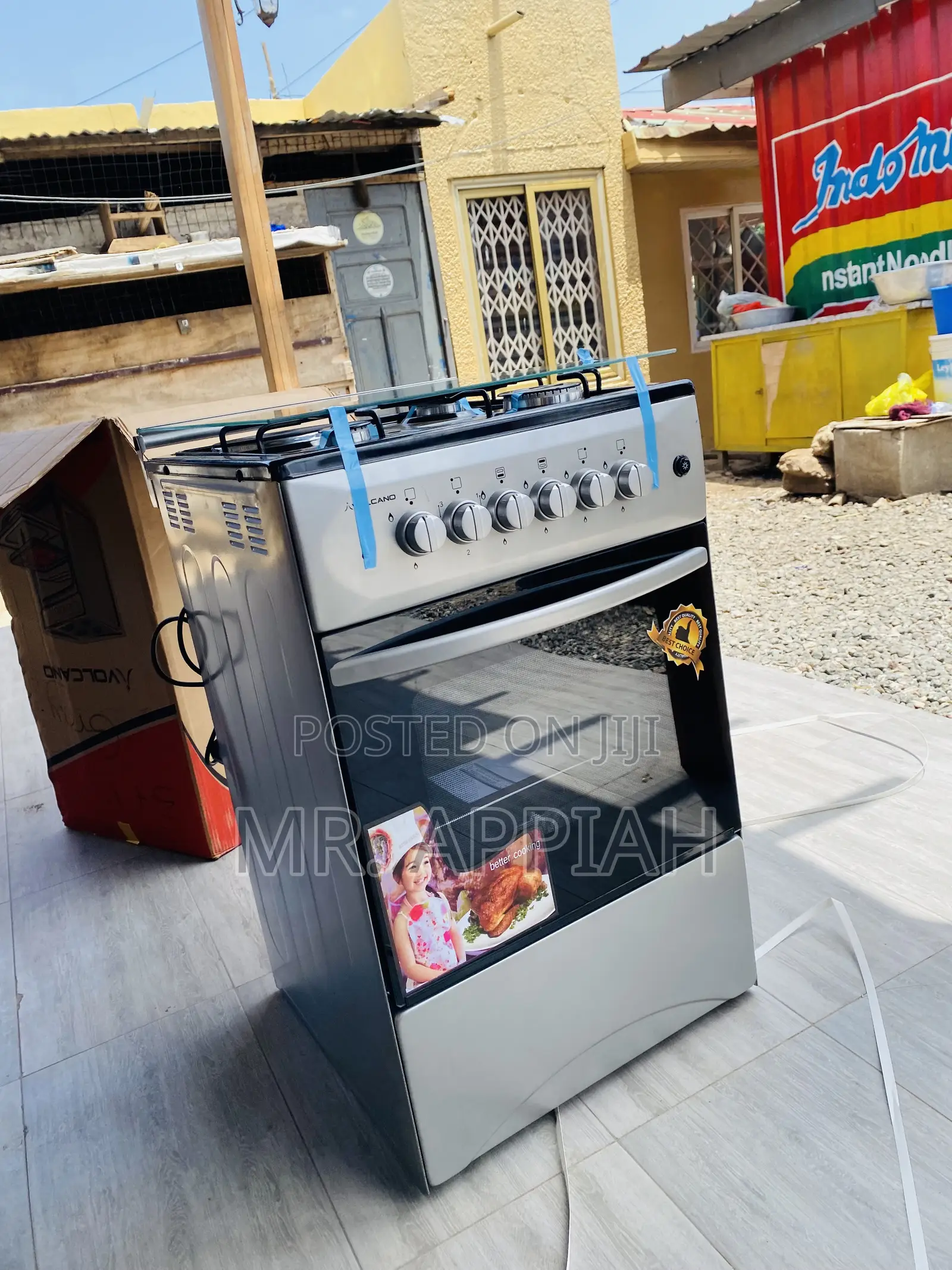 Sleek 50x50 Volcano 4 Gas Burner With Oven and Grill(Gray).