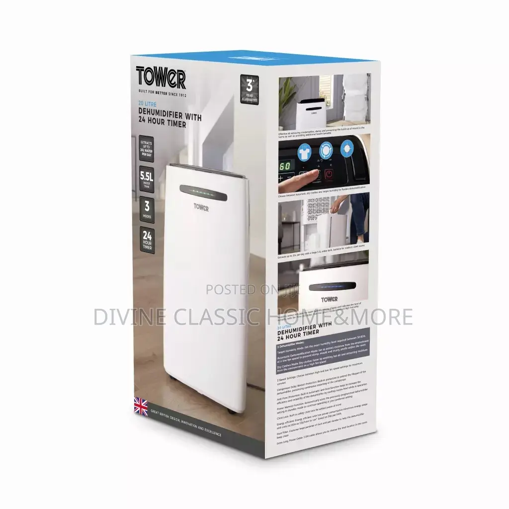 Tower 20 Litre Dehumidifier With 24 Hour Timer