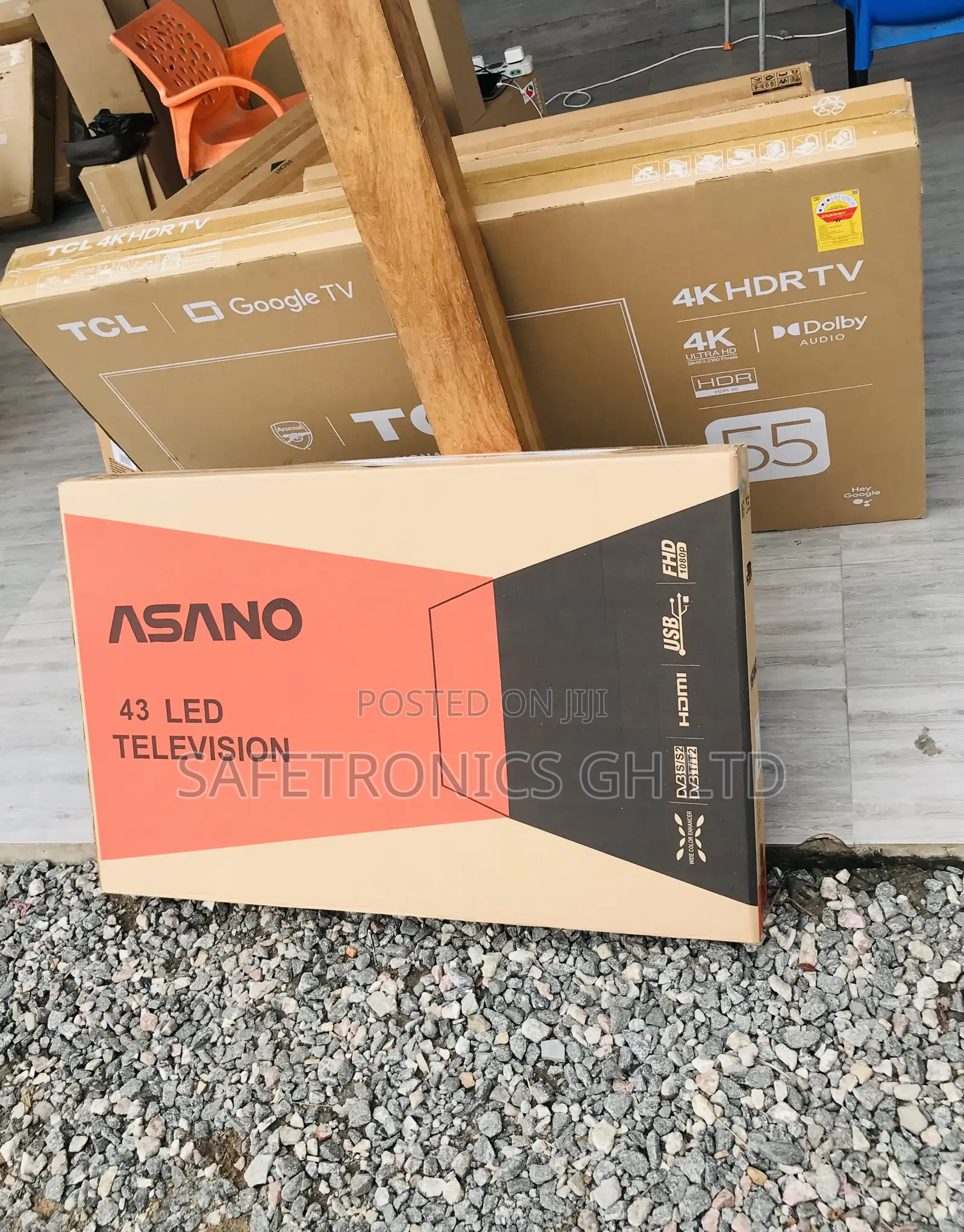 Asano 43 Inches Satellite Glossy Led Electric Black Tv